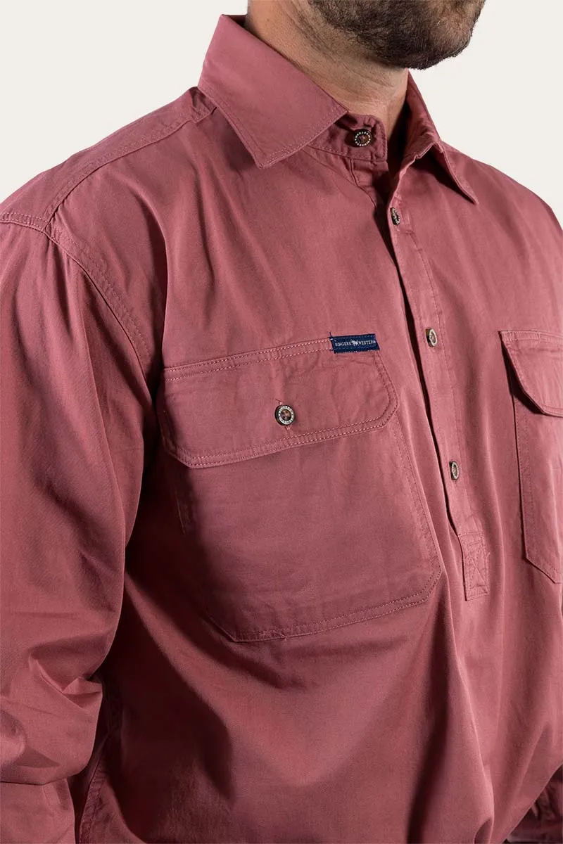 King River Mens Half Button Work Shirt - Dusty Rose