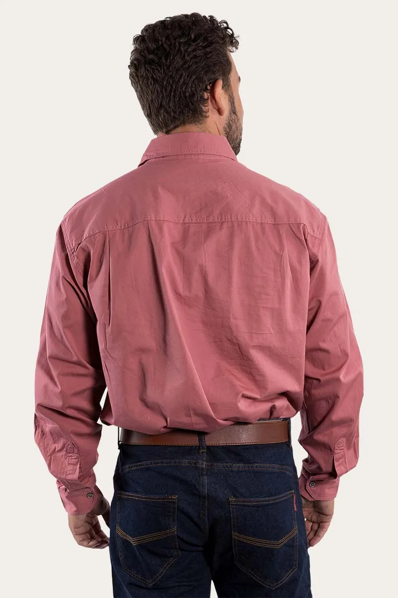 King River Mens Half Button Work Shirt - Dusty Rose