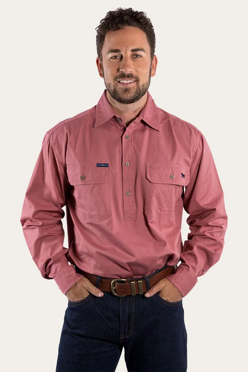 King River Mens Half Button Work Shirt - Dusty Rose