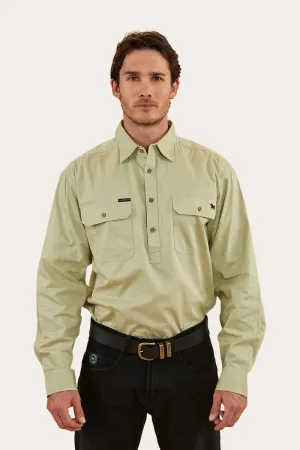 King River Mens Half Button Work Shirt - Pale Olive