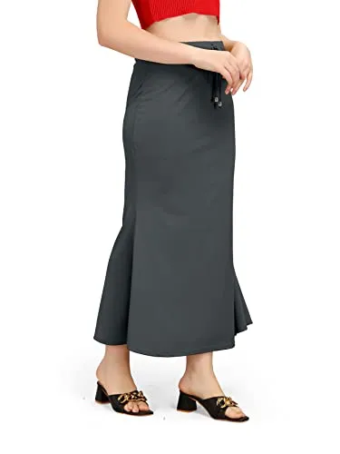 Kipzy Lycra Saree Shapewear Long Skirt WomenBeach Regular Office Party Grey S