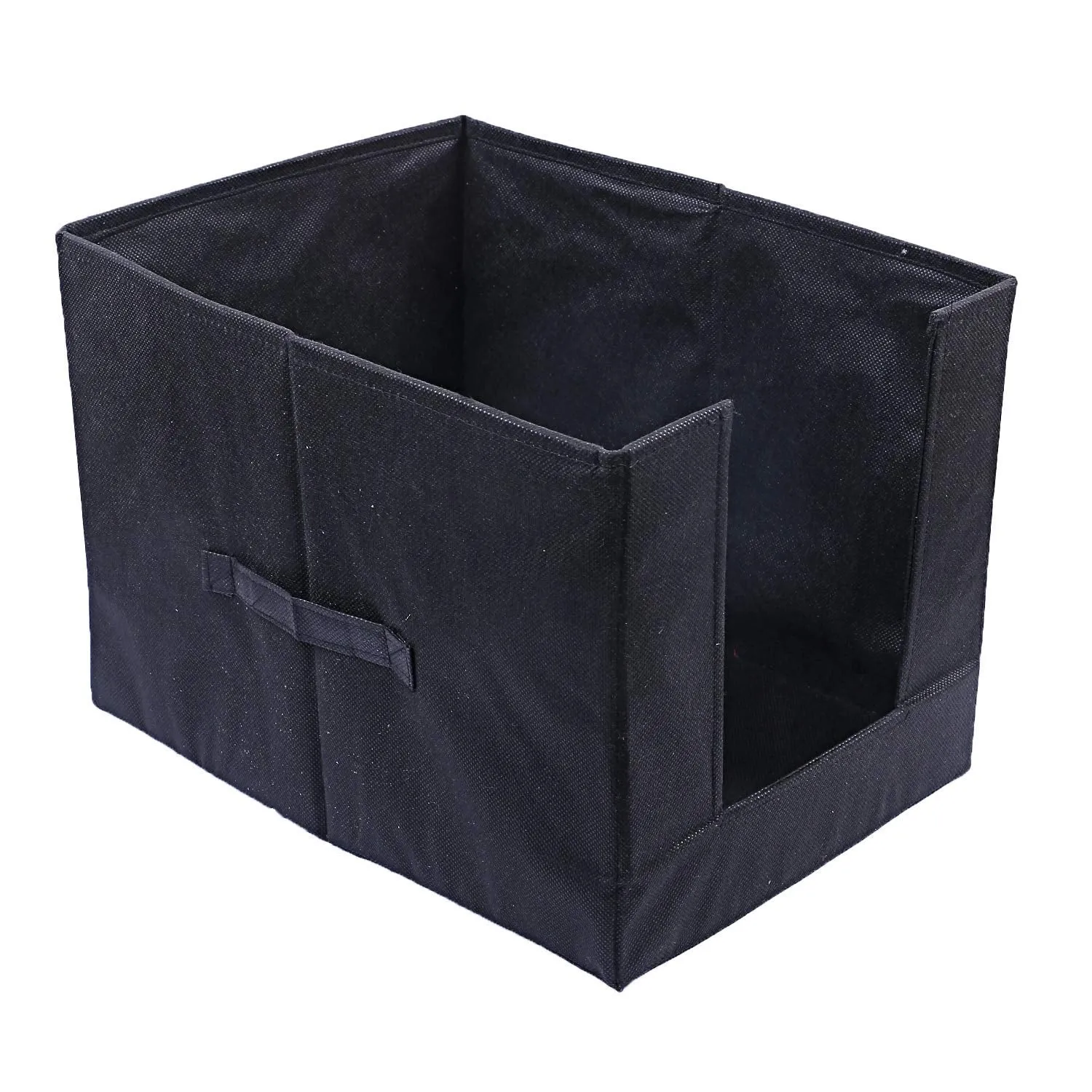 Kuber Industries Shirt Organizer for Wardrobe|Foldable Non Woven Shirt Stacker|Designer Cupboard Organizer for Clothes |Clothes Storage box|Pack of 4 (Black)