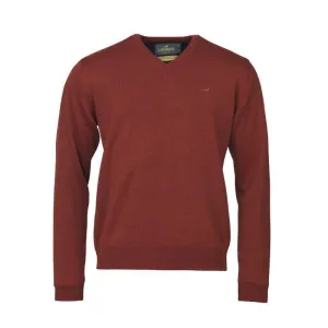 Laksen Grantham Windstopper V-Neck Merino Mens Jumper - Grape