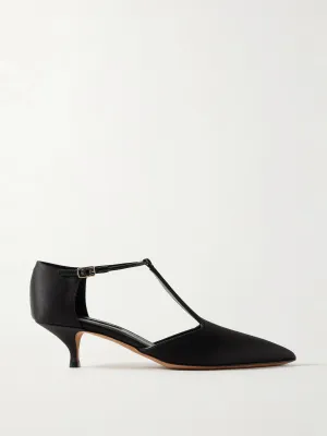 Leandra satin point-toe pumps