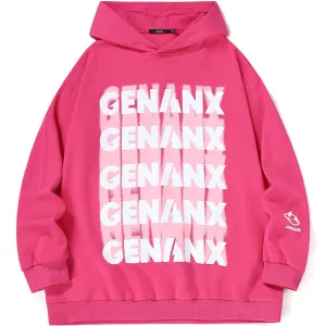 Letter Graffiti Print Drop-Shoulder Sleeve Fine Knit Hoodies