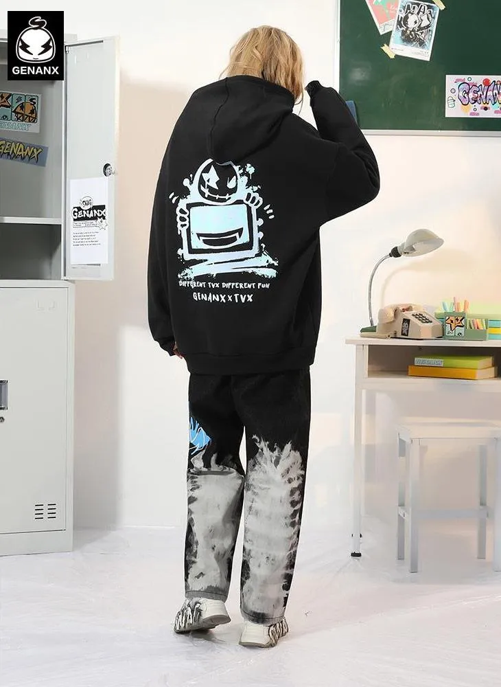 Letter Print Kangaroo Pocket Napping Hoodies