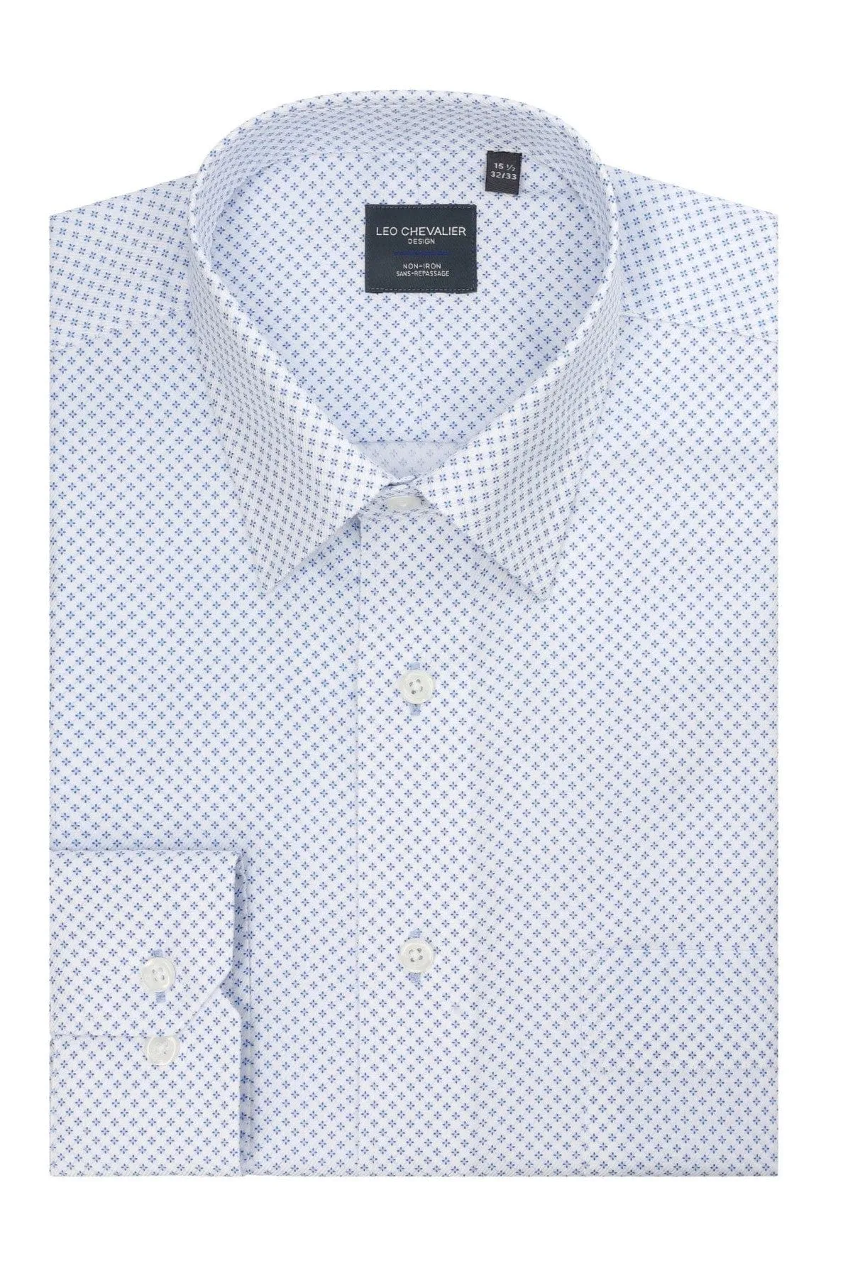 Light Blue Print Non-Iron Dress Shirts for Men