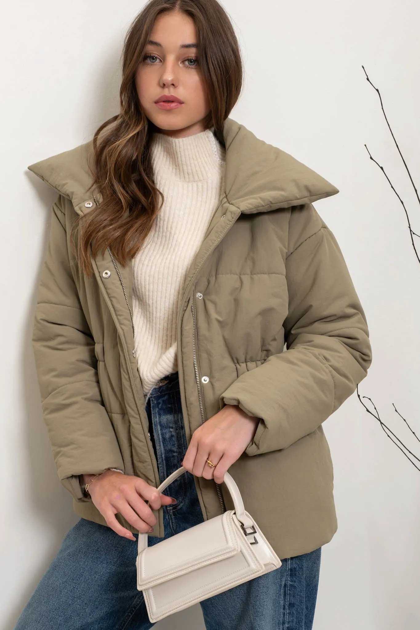 Light Olive Puffer Jacket