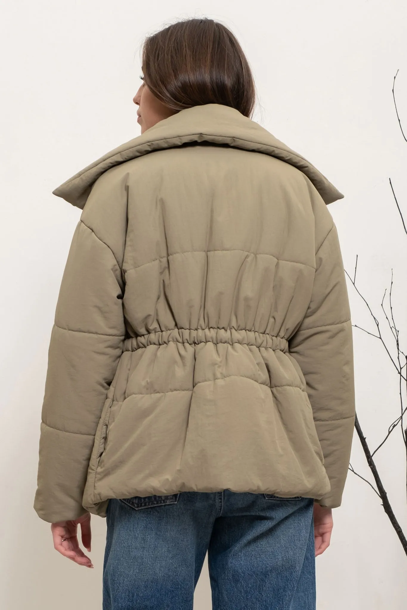 Light Olive Puffer Jacket