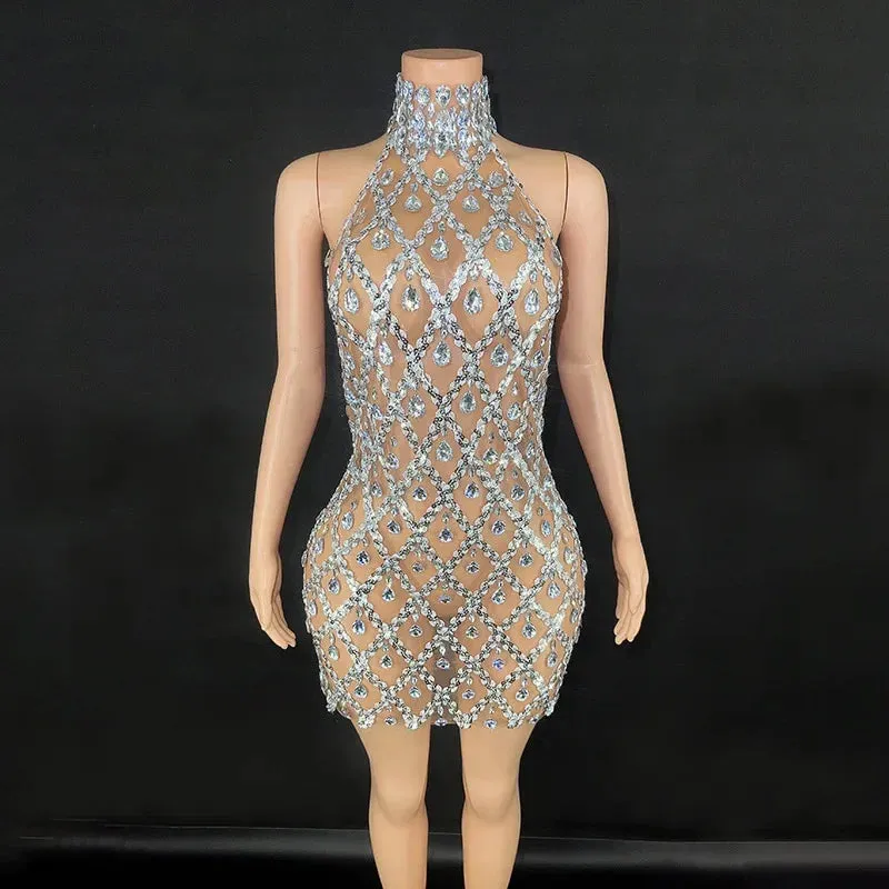 Luxury Evening Party Dress with Mesh Gold Black Sequins and Rhinestones