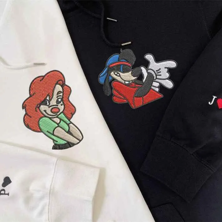 Max n Rox Cartoon Couple Hoodies - Custom Embroidered Matching Hoodies For Couples