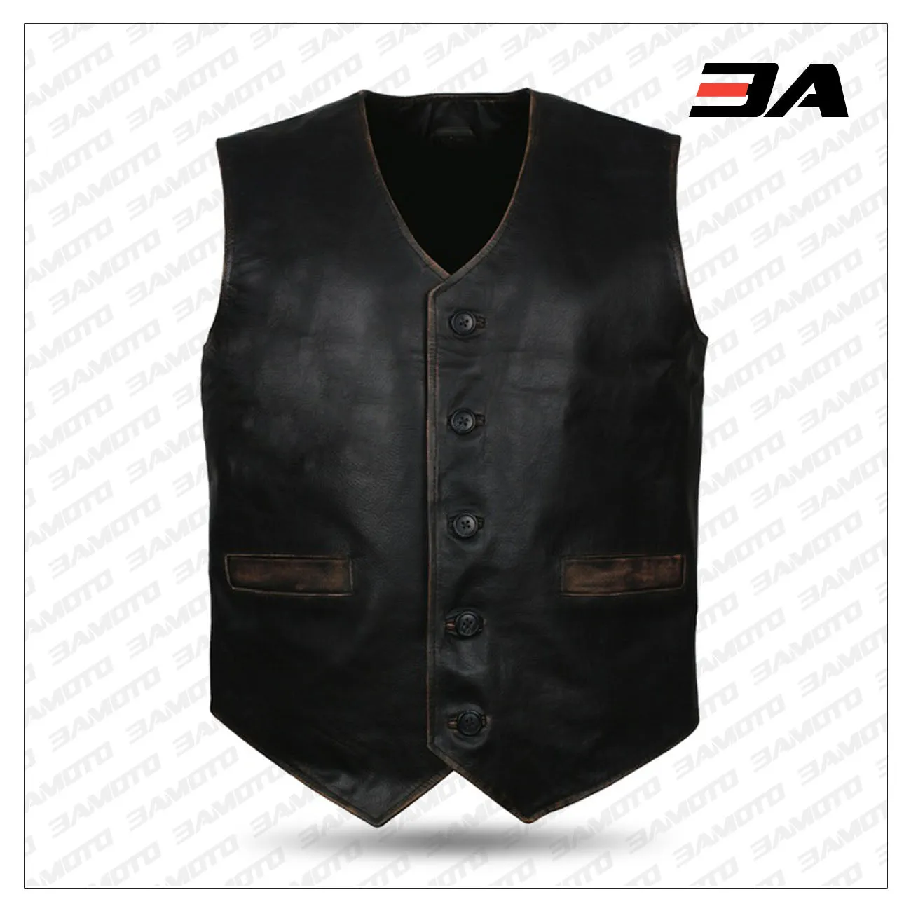 Mens Skull Embossed Leather Vest