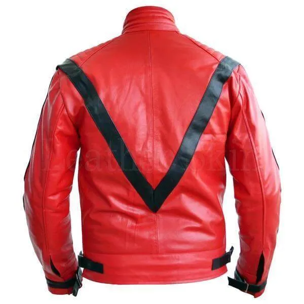 Men's Stylish Red & Black Leather Jacket, Men's Fashion Biker Jacket