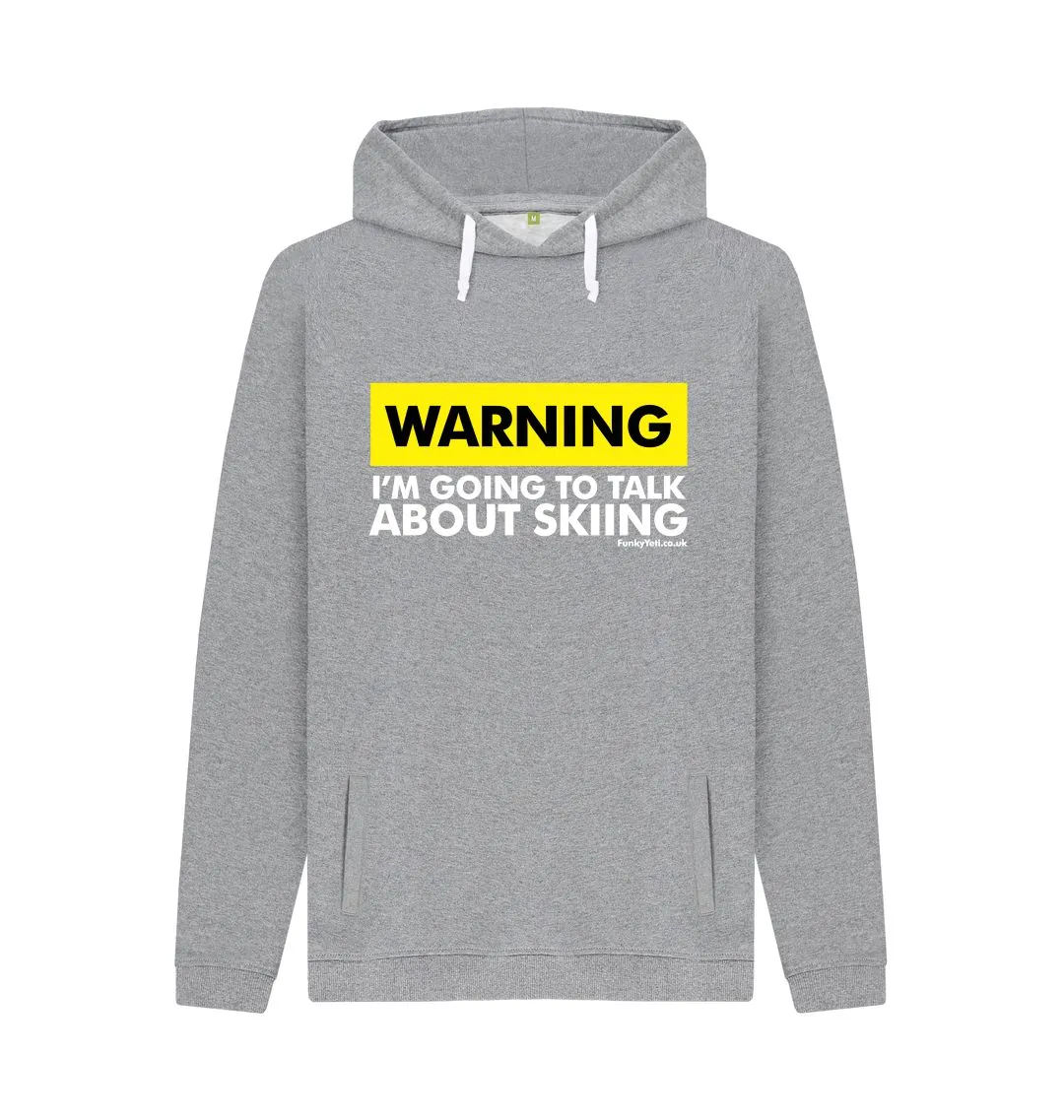 Men's Warning, Skier! Organic Pullover Hoodie