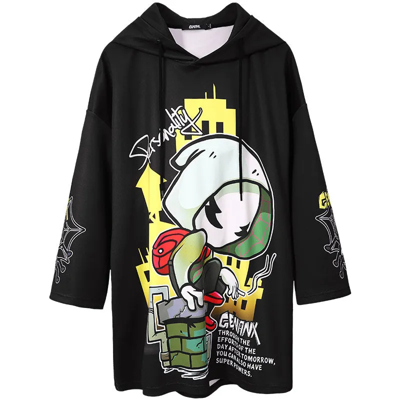 Minimalist Cartoon Print Space Cotton Hoodies