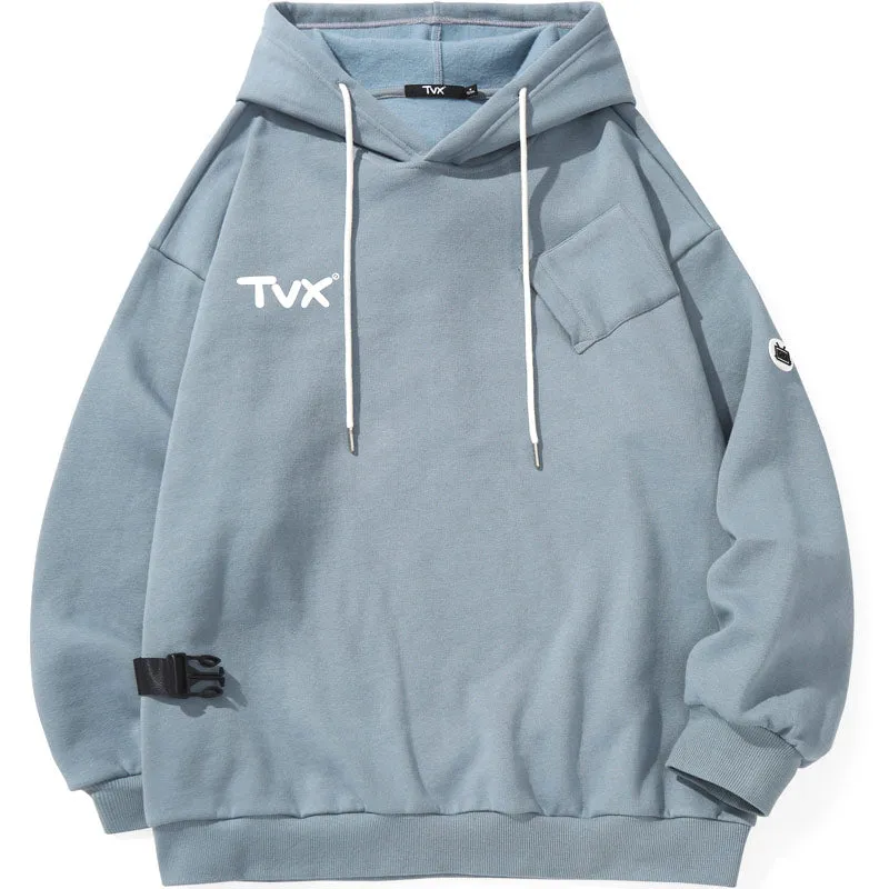 Minimalist Plain Hoodies With Removable Satchel