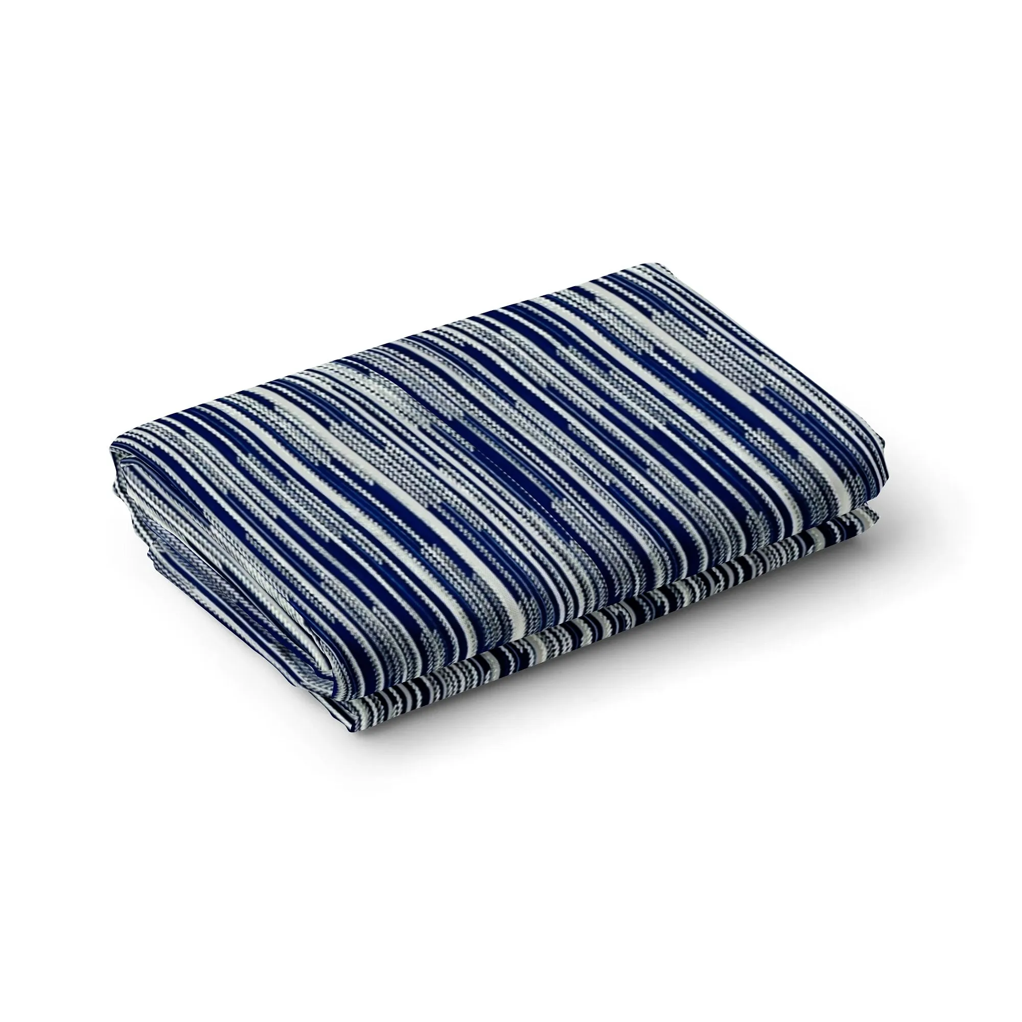 Navy Blue White Stripes With Foil Knitted Lycra Fabric