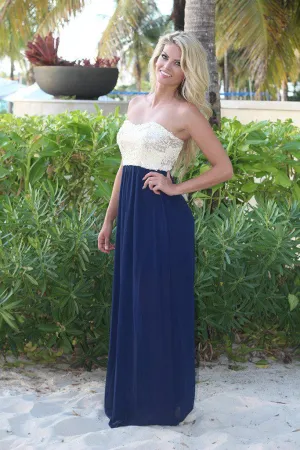 Navy Maxi Dress with Sequin Top