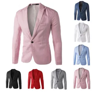 New Arrival Single Button Leisure Blazers Men Male Fashion Slim Fit Casual Suit Red Navy Blue Blazer Dress Clothing