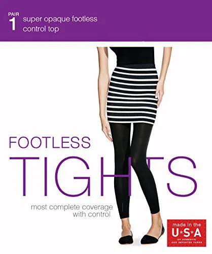 NO NONSENSE - Women's Super Opaque Control Top Footless Tight Black Large - 1 Pair