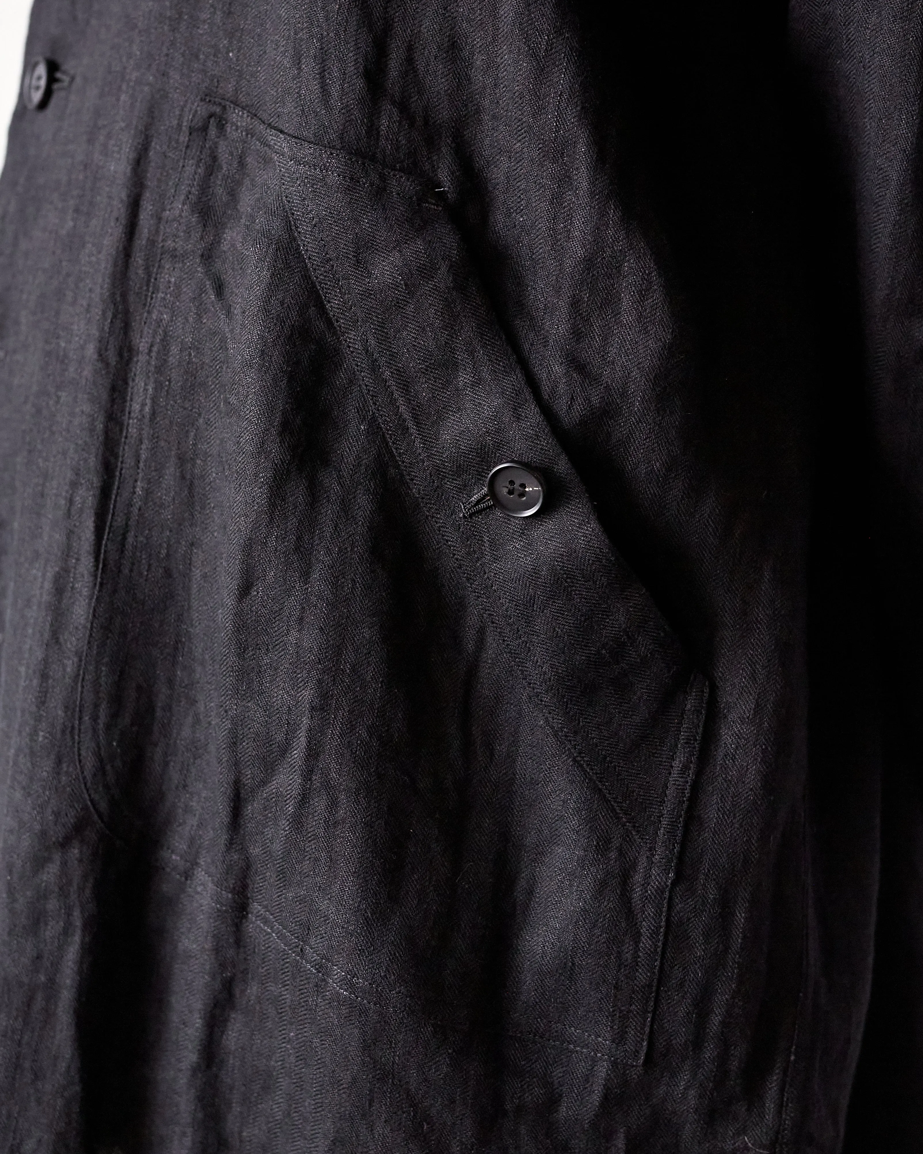 O-Project Hooded Jacket, Black Herringbone