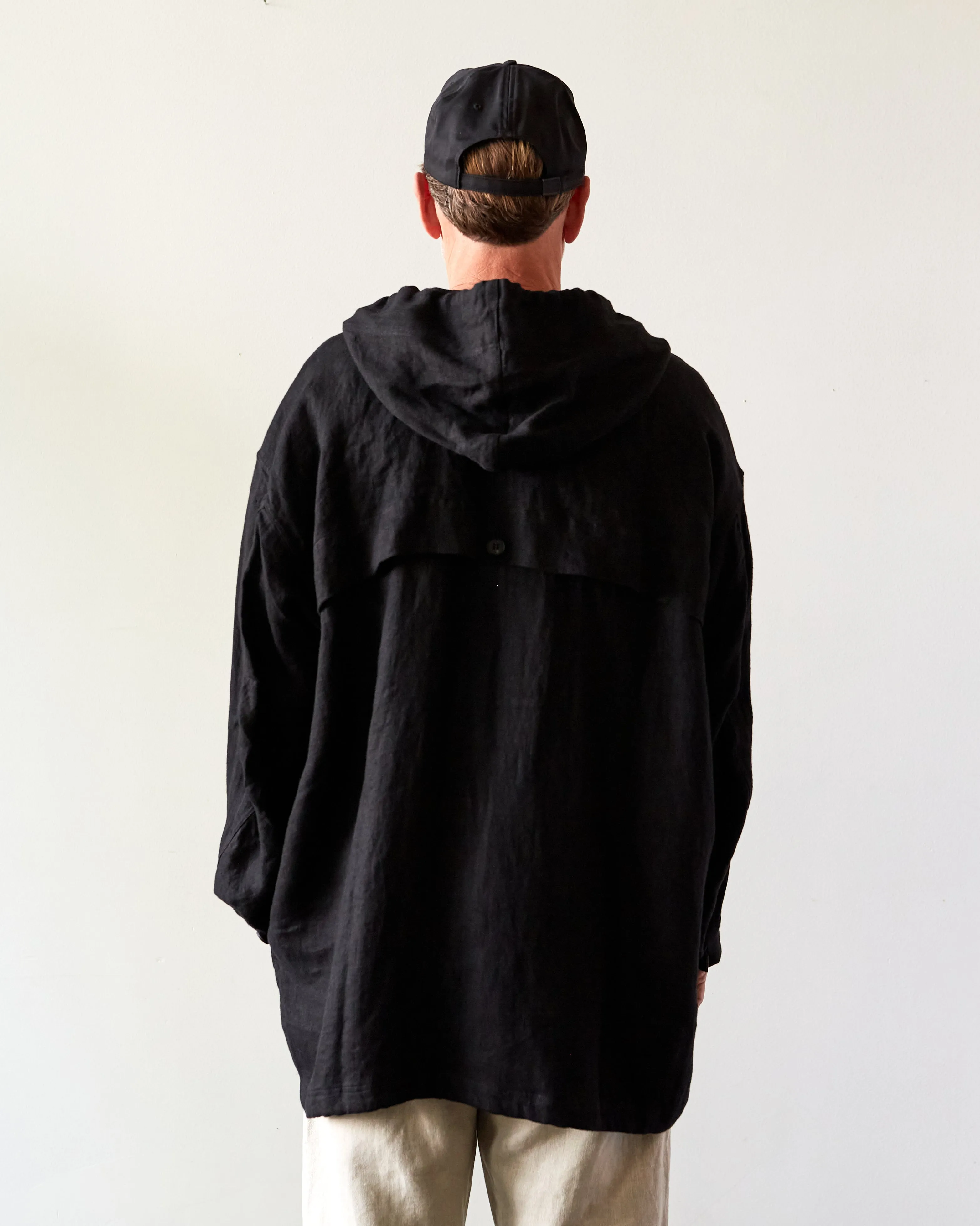 O-Project Hooded Jacket, Black Herringbone