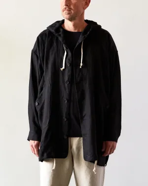 O-Project Hooded Jacket, Black Herringbone