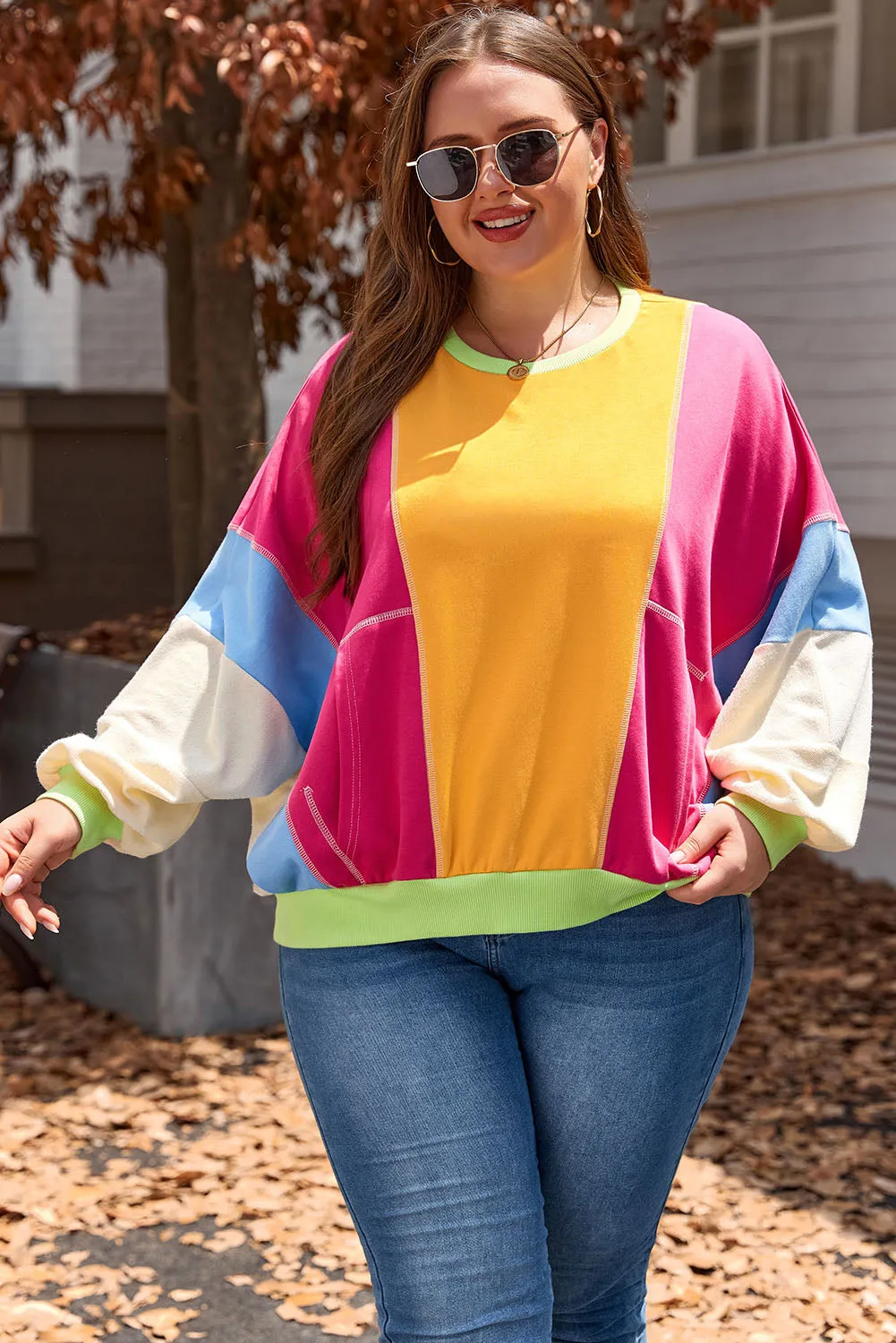 Plus Size Exposed Seam Sweatshirt