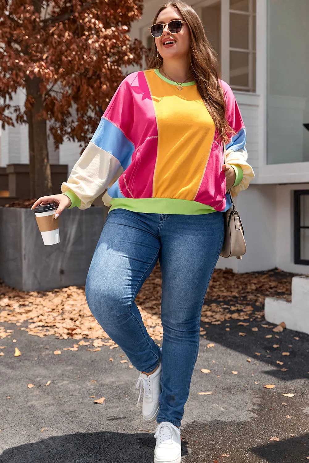 Plus Size Exposed Seam Sweatshirt