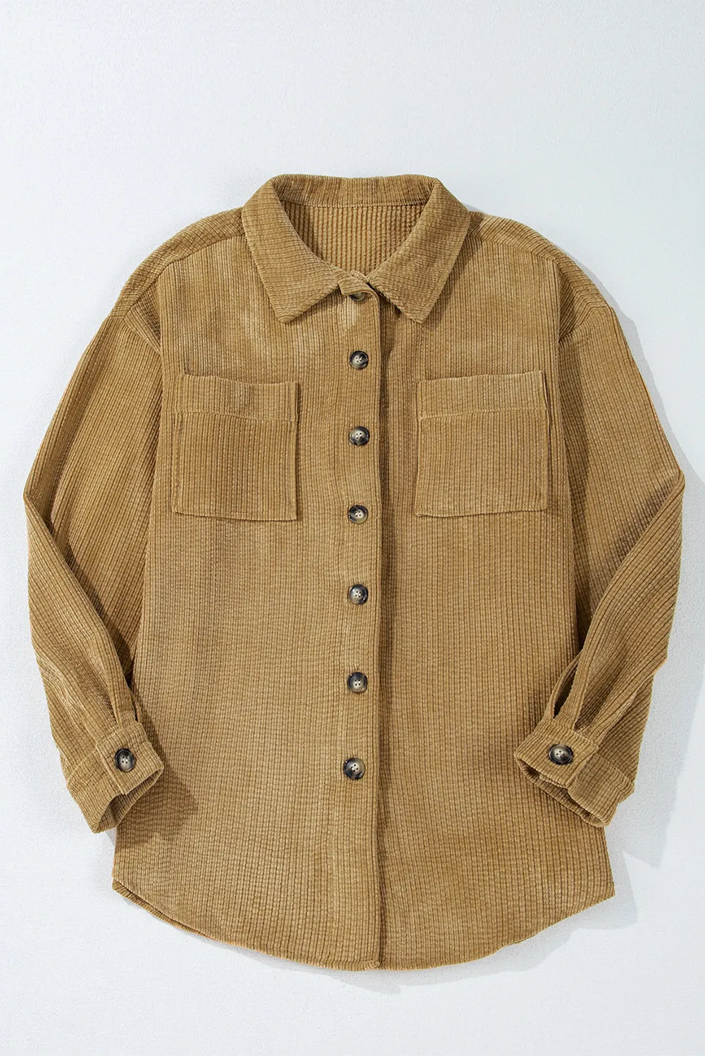 Pocket Button Up Corduroy Shacket