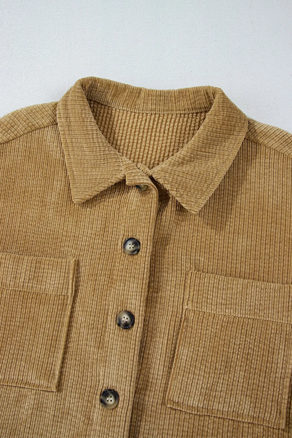 Pocket Button Up Corduroy Shacket