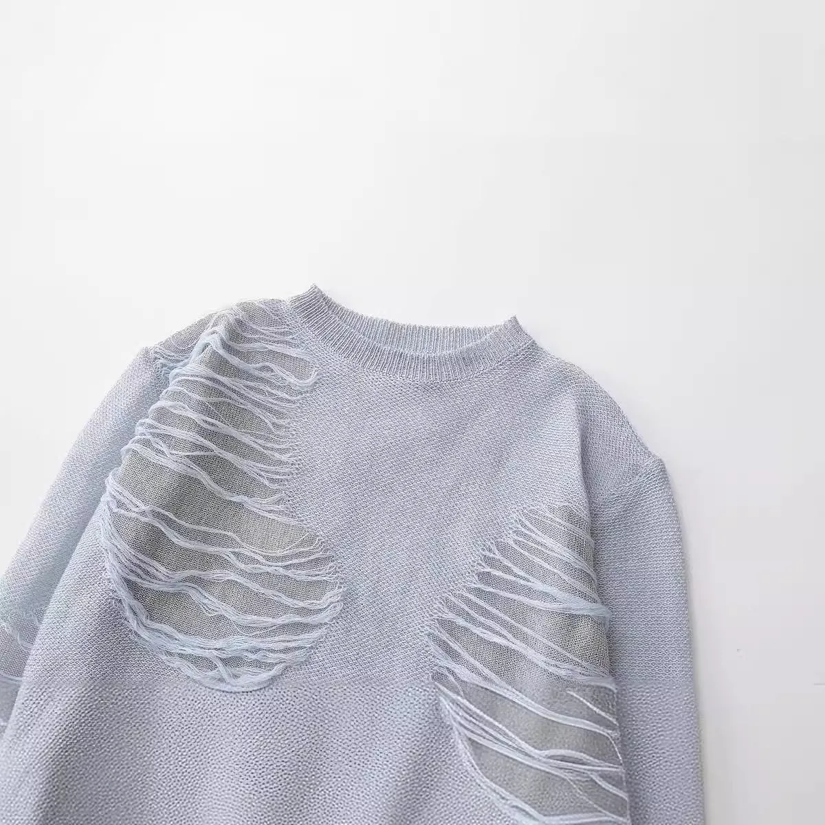 Pre Order:  Casual Ripped Long Sleeved Knitted Sweater