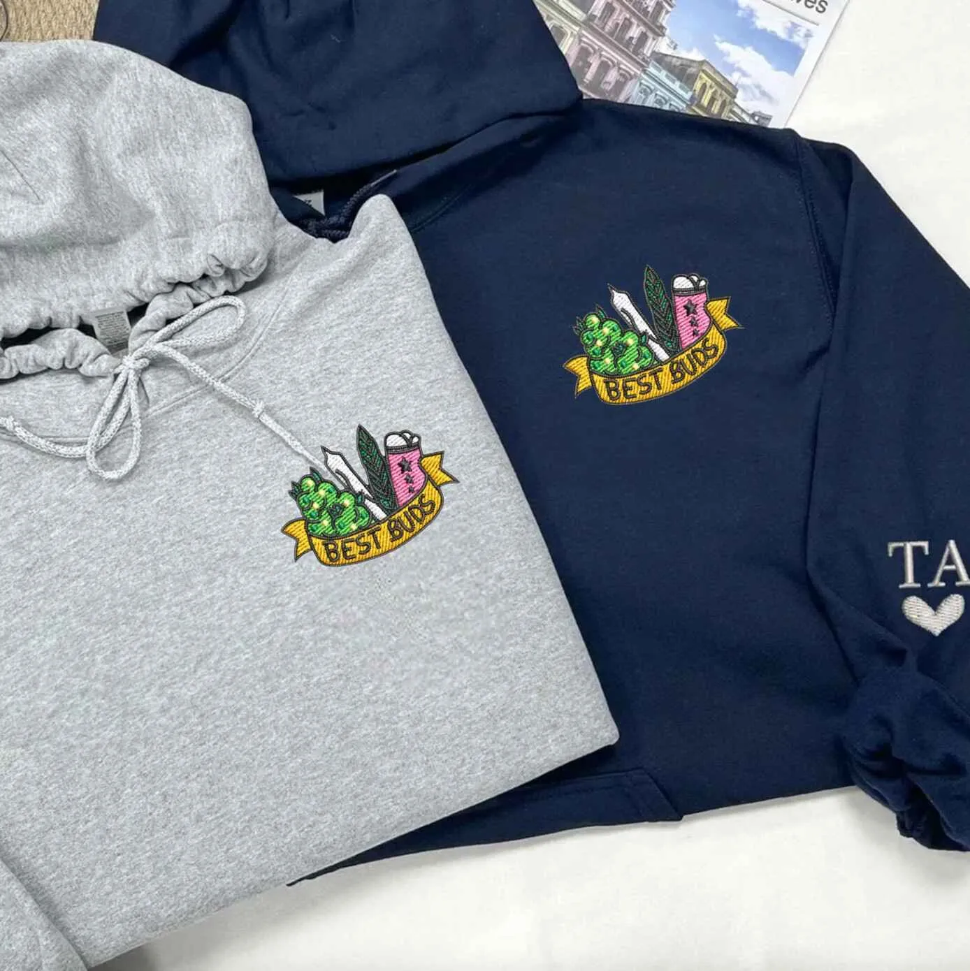 "Best Buds" Custom Embroidered Hoodies – Fun Matching Sweatshirts for Friends