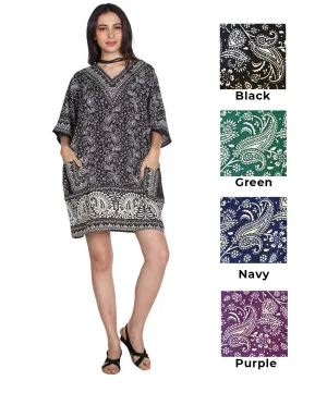 "Seaside in Goa" Paisley Print Kaftan Tunic - One Size