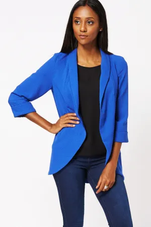 Royal Blue Lightweight Textured Jacket Available in Plus Sizes