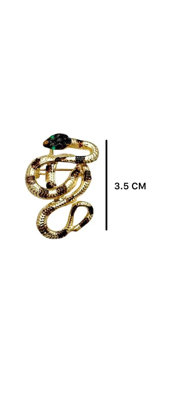 Snake Shape Golden Metal Brooch