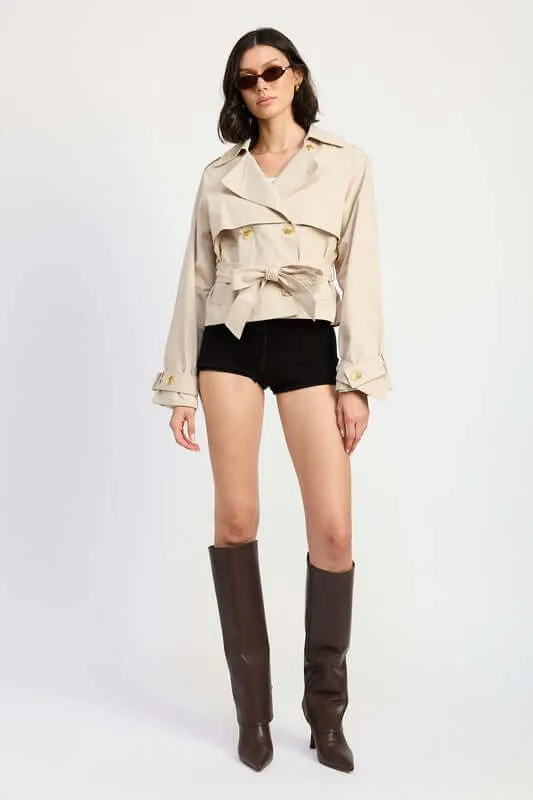 Taupe Layered Trench Style Jacket