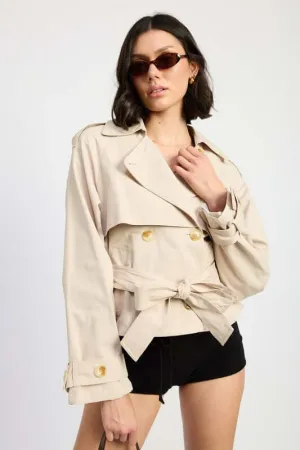 Taupe Layered Trench Style Jacket