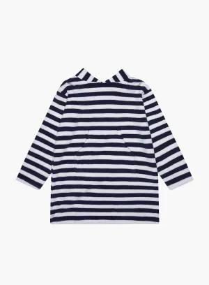 Towelling Hoody in Navy Stripe