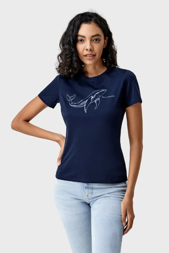 Unisex Endangered Whale Graphic Print Crew Neck T-Shirt