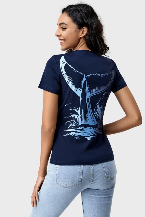 Unisex Endangered Whale Graphic Print Crew Neck T-Shirt