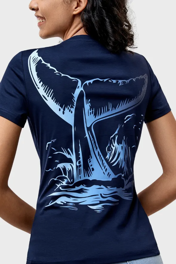 Unisex Endangered Whale Graphic Print Crew Neck T-Shirt