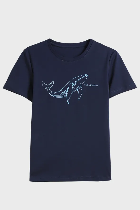 Unisex Endangered Whale Graphic Print Crew Neck T-Shirt