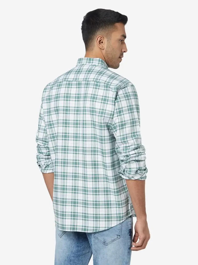 WES Casuals Sage Checkered Relaxed-Fit Shirt