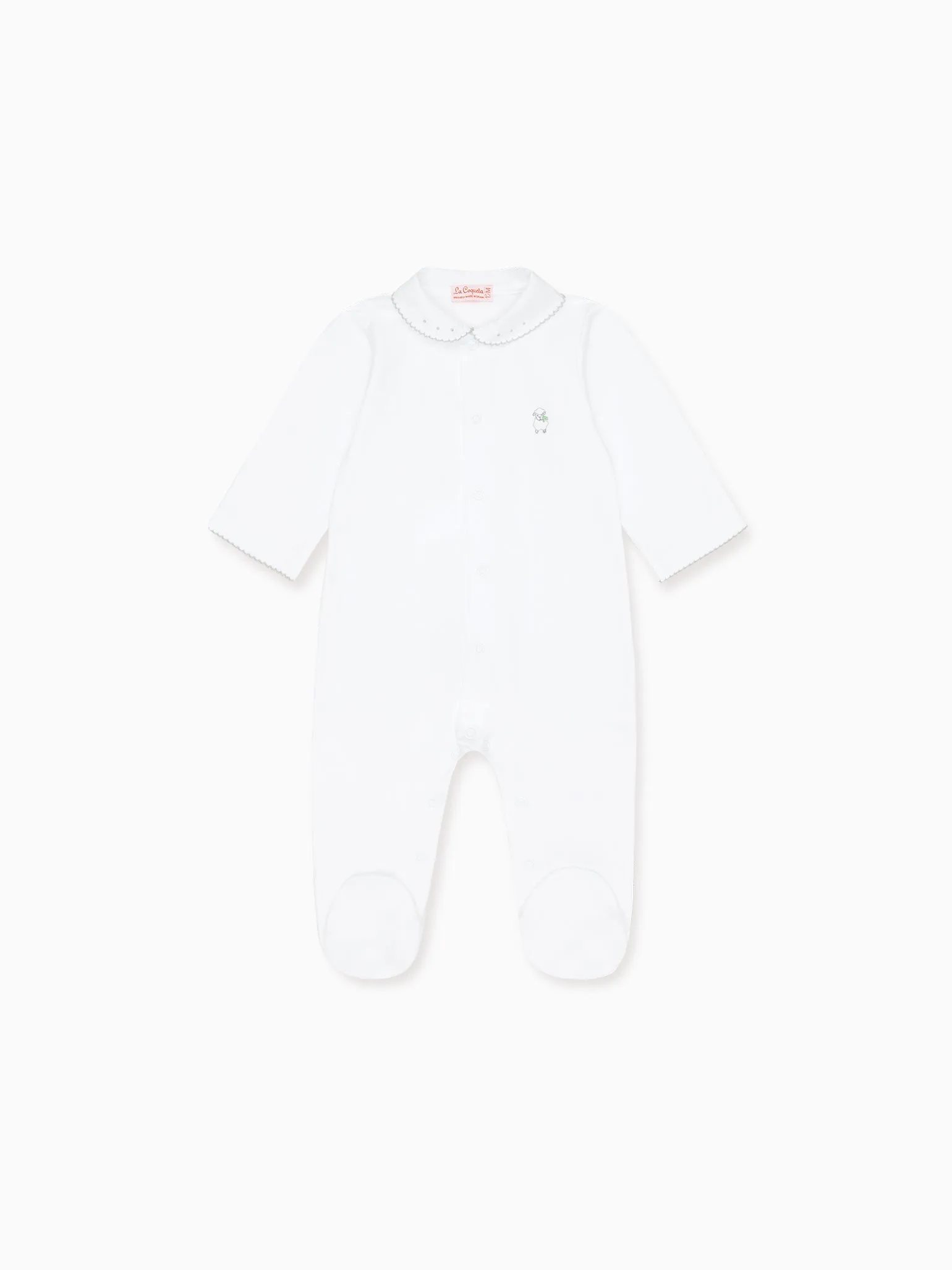 White Victoria Sheep Baby Sleepsuit