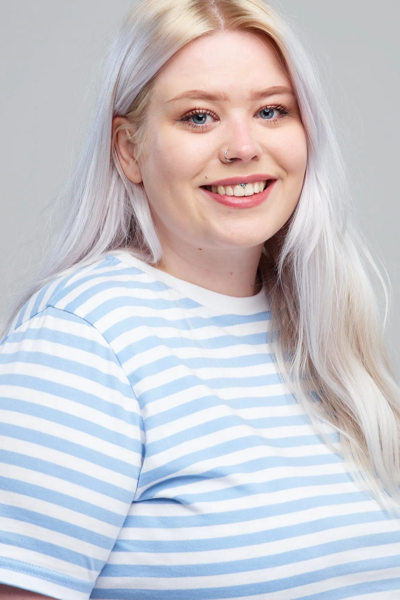 Women's Short Sleeve Striped T Shirt Sky - Blue/White