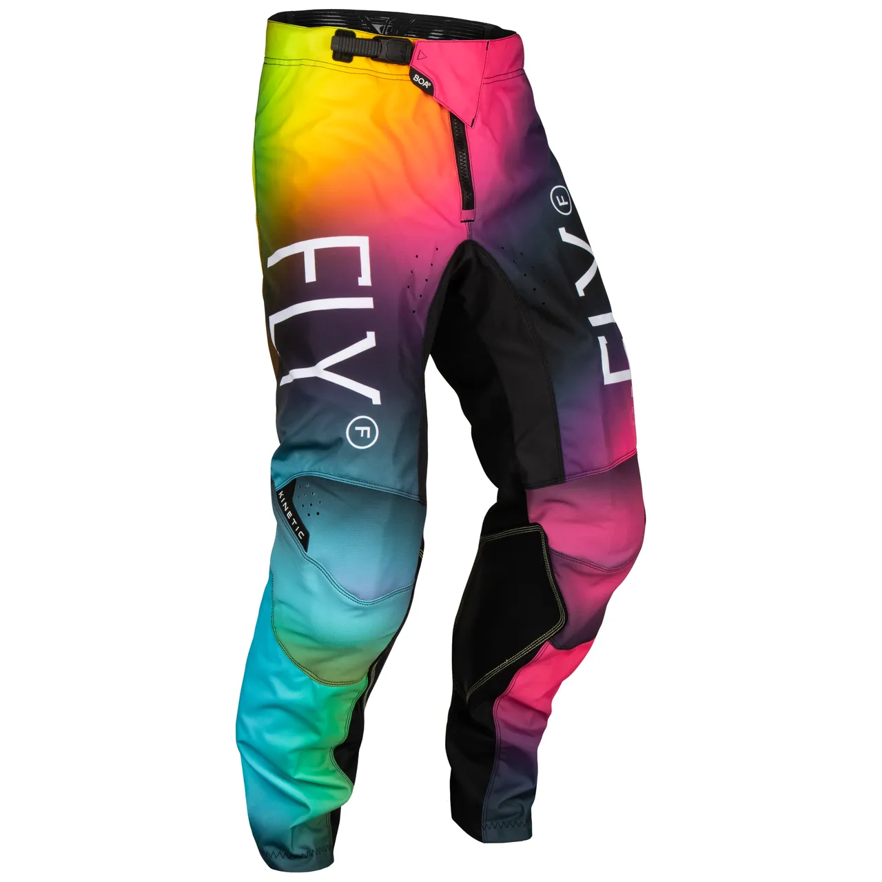 Youth Motocross Pants 2024 - Fly Racing's Rainbow Kinetic Prodigy (Size: 26)