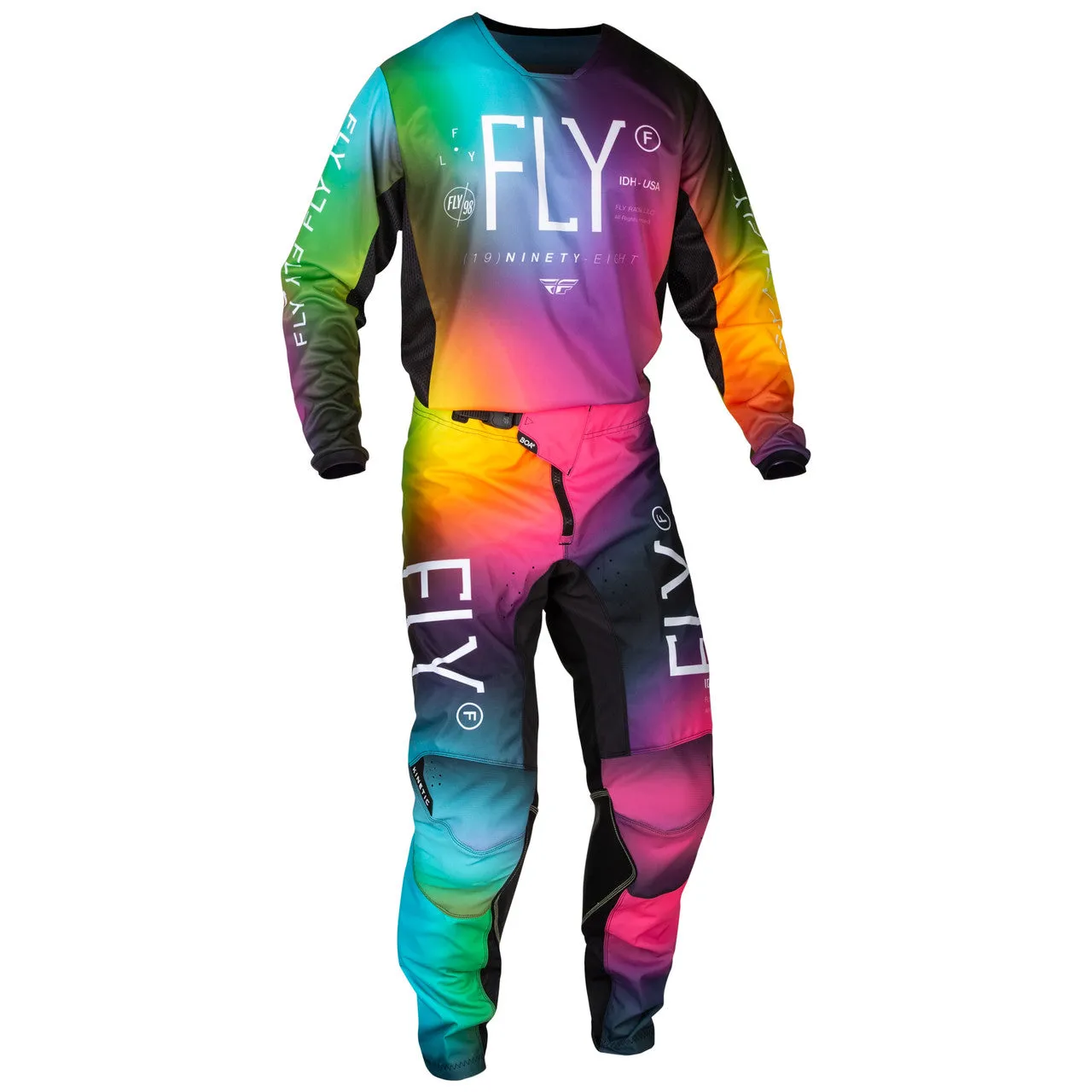 Youth Motocross Pants 2024 - Fly Racing's Rainbow Kinetic Prodigy (Size: 26)